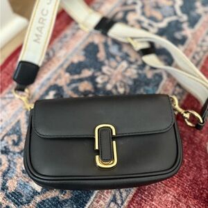 Marc Jacobs Black Leather Crossbody with Gold Hardware